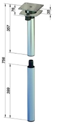 Swivelling table leg for caravans and motorhomes, 756 mm - Img 3