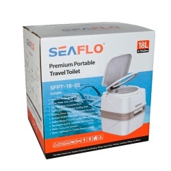 Ambalaj original toaletă portabilă Seaflo Premium 18L - soluție premium pentru navigație, RV și activități outdoor.