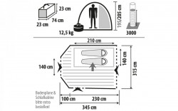 Touring side tent for minibus, 315 cm x 345 cm, installation height 180 - 220 cm - Img 3