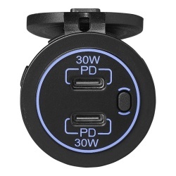 USB 2 x C socket 2 x C for flush mounting, 12V/24V, protective cover - Img 4