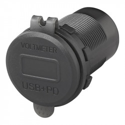 USB socket (A + C) with voltmeter for flush mounting, 12V/24V, protective cover - Img 2