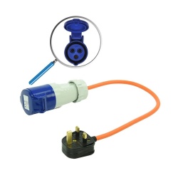 Adapter stecher England and CEE plug (40 cm), 16A IP44 protection