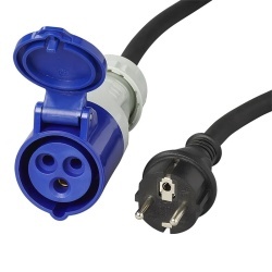 Adaptor from Schuko plug to CEE socket, 150 cm, neoprene sleeve
