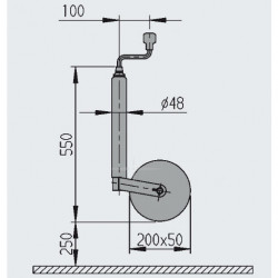 ALKO support / manoeuvring castor, 48mm tubing, metal rim, load 150 kg - Img 5