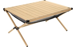 Aluminium folding table with rolling table top 89 x 70 cm, bamboo colour