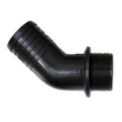 Angled water connector with 1 1/4 thread for 40 mm diameter hose