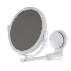 Bathroom mirror with suction cup attachment