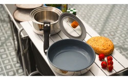 Blue Oak stainless steel camping cookware set with removable handles - Img 5
