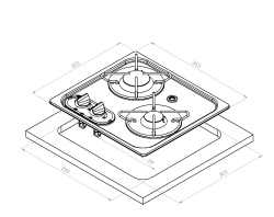 Built-in cooker with 2 stainless steel burners, 30 mbar - Img 2