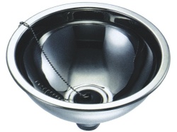 Built-in semi-spherical stainless steel sink, diameter 26 cm x H11.5 cm, with siphon included