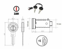 Butuc / butuci cu 2 chei STS/Zadi, lungime totala 33,5 mm - Img 2