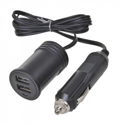 Car cigarette lighter extender / adapter to 2 USB sockets (1m)