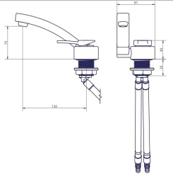 Florenz Compact hot/cold water coil, hole diameter ø 33 mm, swivelling pipe, BLACK - Img 2