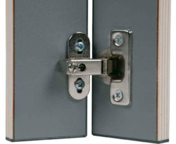 Hinge for furniture doors with small thickness, 90° opening