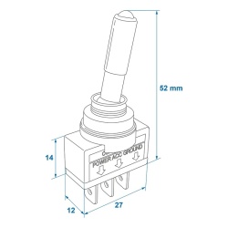 Lever switch 12/24V max 20A with blue / red / green LED - Img 4