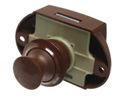Push Lock cupboard lock with push-button and stop, brown