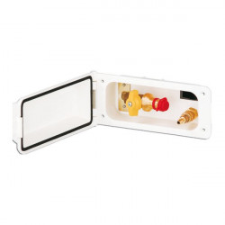 Rectangular external mixed water/gas connection for caravans or motorhomes