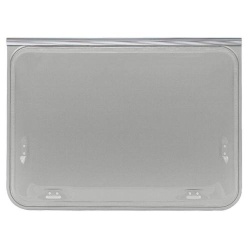 Replacement window pane with straight top edges and rounded bottom edges, GRI