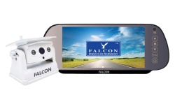 Sistem video marsarier wireless Falcon cu cameră magnetică, monitor oglindă retrovizoare inregistrare video, incarcare solara