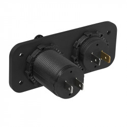 USB 2 x 2100 mA and voltmeter double socket kit, fl flush mountable - Img 3