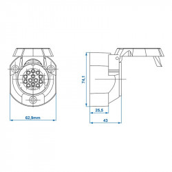 13-pin socket for caravans or trailers, ABS, 12V - Img 6