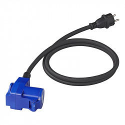 Adapter with heavy duty neoprene sleeve, Schuko plug and CEE/Schuko double socket (150 cm) - Img 2