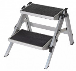 Aluminium folding ladder with two steps for caravans, height 40 cm