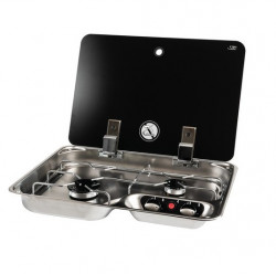 Built-in cooker with 2 burners and lid CAN FC1346, 460x355xH90mm, 30 mbar
