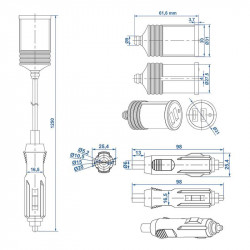 Car cigarette lighter extender / adapter to 2 USB sockets (1m) - Img 2