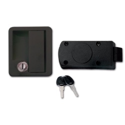 Complete lock for garage door, caravan, 85 x 96 mm, BLACK