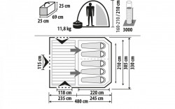 Family tent for 5 persons "Merano 5" with 3 entrances and separate sleeping spaces - Img 2