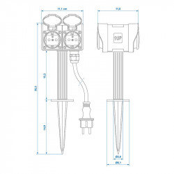 Multiple socket outlet for outdoor, IP44 protection, 2 posts - Img 5