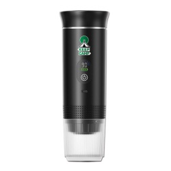 Portable electric espresso machine, compatible with large or small capsules or ground coffee, water heating, USB-C charging