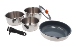 Set oale si tigai din inox Blue Oak pentru camping cu manere detasabile - Img 2