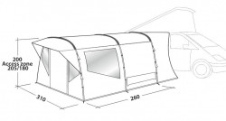 Side tent "Wimberly" for minibus, 310 x 260 cm, installation height 180 - 205 cm - Img 2