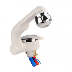 Tap-Perfect hot/cold water tap, hole diameter ∅ 27 mm, white with silver colour