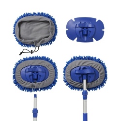Telescopic brush 0.95 - 1.65 m with chenille brush head, BLUE - Img 4