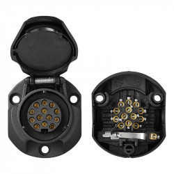 13-pin socket for caravans or trailers, ABS, 12V - Img 7