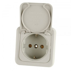 220V socket with frame and cover, light grey