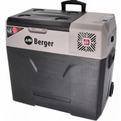 49 litre cooler with LG 12/24/230V compressor, handle and integrated transport wheels