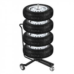 Aluminium metal rack with wheels for storing 4 car wheels - Img 2