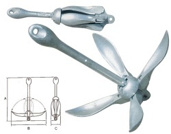 Ancora pliabila din otel galvanizat, 2,5 kg