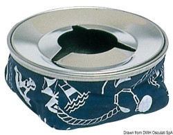 Blue stainless steel ashtray with sand