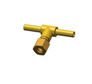 Brass "T" connection 2 x 8 mm gas pipe outlet and 1 x 8 mm gas pipe inlet