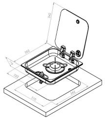 Built-in hob with 1 burner and glass lid for conversions, width 322 mm - Img 2