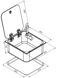 Built-in sink with battery included 35,2 x 32,2 x 15 cm with safety glass lid - Img 7