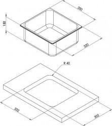 Built-in stainless steel sink, 32 x 35 x 15cm - Img 2