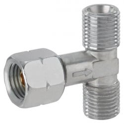 Conexiune T din otel pentru atasarea a 2 furtune la regulatorul de gaz - Img 1