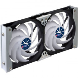Double fan for caravan fridges with manual or automatic adjustment