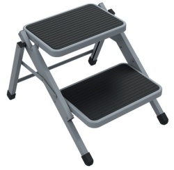 Folding steel ladder with two steps for caravans, height 40 cm